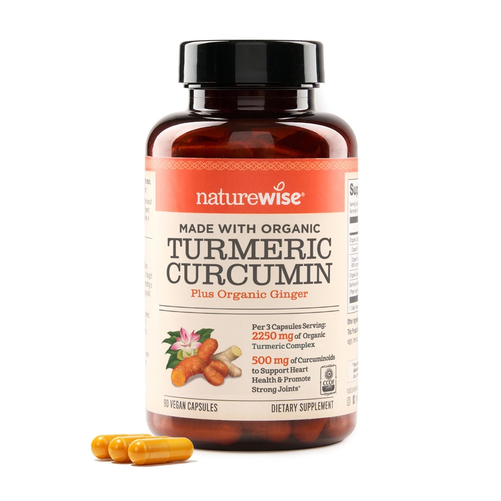 NatureWise Curcumin Turmeric 2250mg - 95% Curcuminoids & BioPerine Black Pepper 为高级吸收提取 - 日常联合和免疫健康支持 - Vegan, Non-GMO, 90 Counter [30日供应]