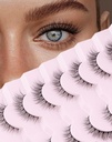 只有天然Lashes Wispy Lashes 天然外观 假眼睫毛 天然火焰眼睫毛 软绒拉shes 7 Pairs D1 Natural (6-13MM)