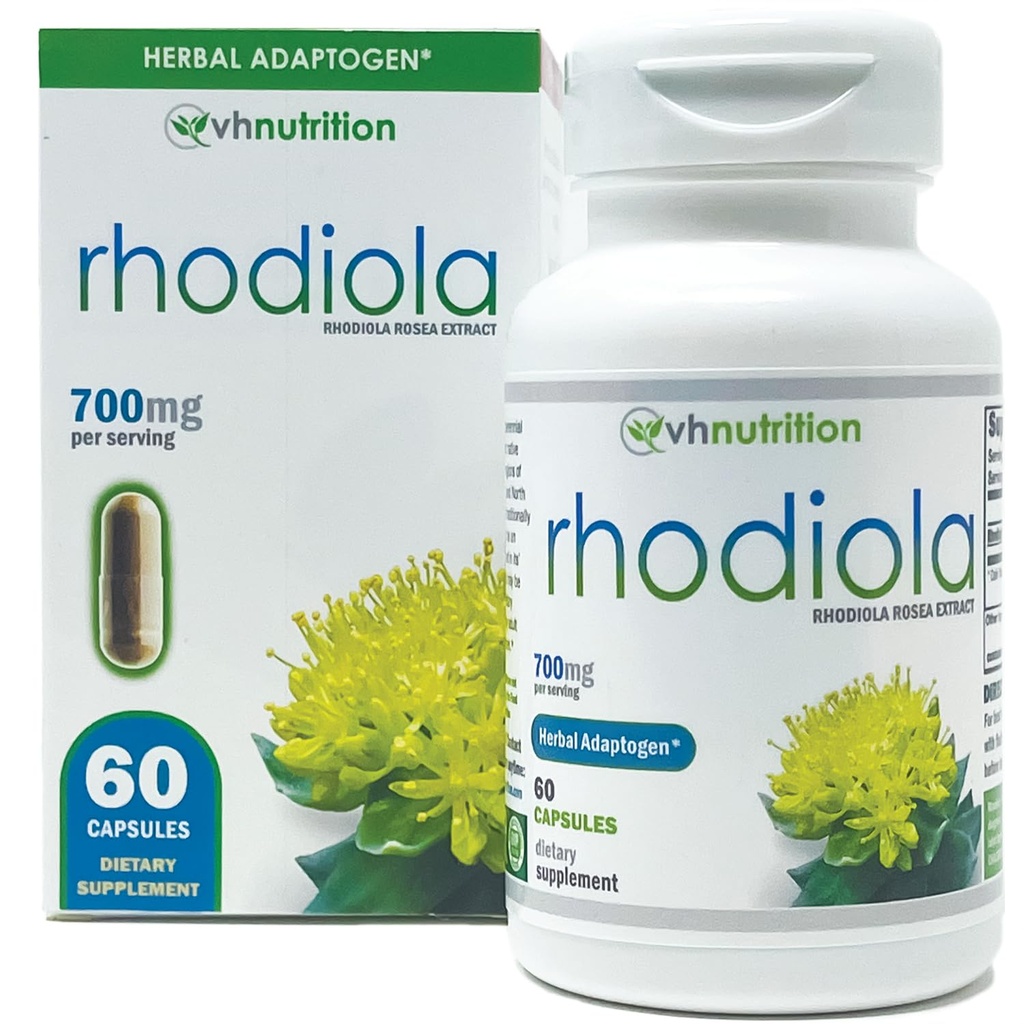 VH 营养 RHODIOLA → Rhodiola Rosea 补充 → 3% Salidrosides 标准化提取 → 60 易吞胶囊