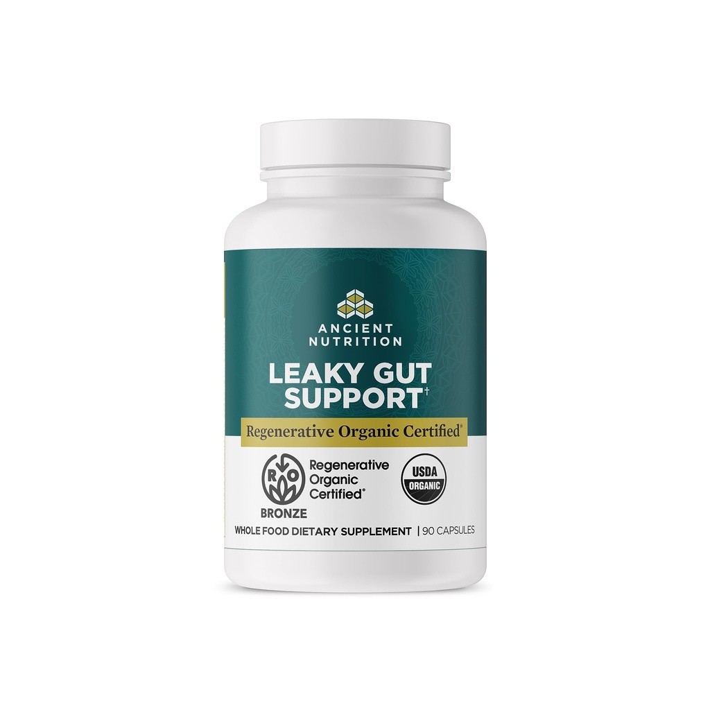 《古老营养古特健康补编》,再生性有机认证Leaky Gut Capsules, 与狮子的马恩、发酵的Licorice根和斯皮尔明特、Gluten Free、Paleo和Keto Friends, 90