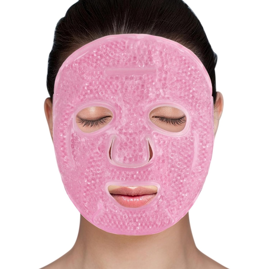 LotFancy Face Ice Pack, 可重复使用的 Ice Face Mask, Gel Bead 冷面眼罩, 热冷压缩 puffness, Facial Routine, 元后复苏, 头痛,皮肤护理, 激光后护理