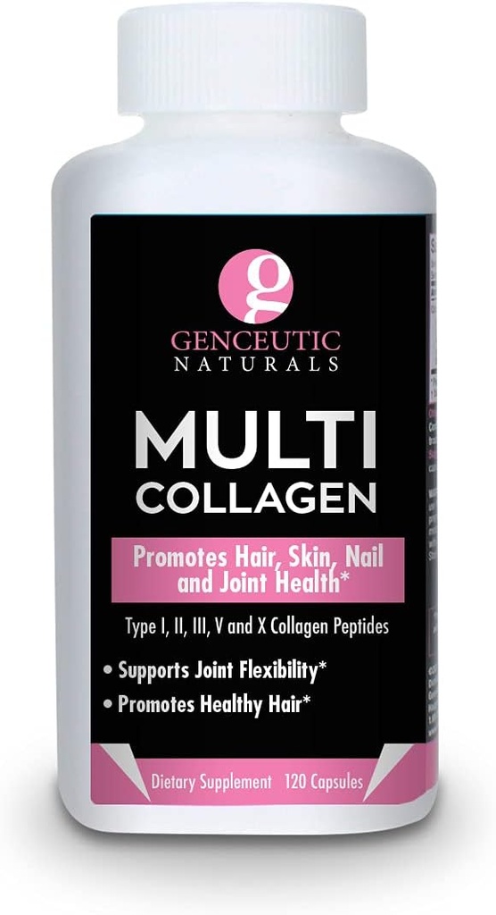 遗传性自然多科拉根 Capsules类型 I, II, III, V & X - 120 Veg Caps - for Health Hair Skin, Nails 1500mg Non-GMO, Pasture-Raized, cage Free and Cruty Free Source (英语).