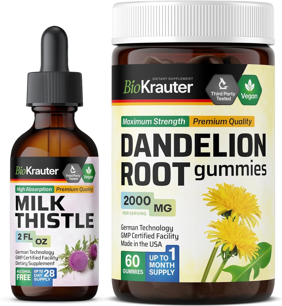 BIO KRAUTER 牛奶  This 2 Fl. Oz. & Dandelion 60 Gummys.