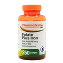 叶酸800 mcg + 铁 27 mg 女性补充剂,维生素B9,Folate产前,快速吸收,美国制造,250软胶