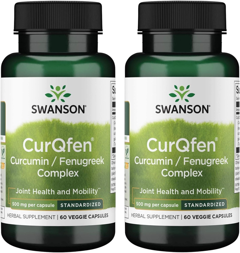Swanson 控制释放 Curqfen Curcumin/Fenugreek 综合体 60 Veg Capsules(2包)
