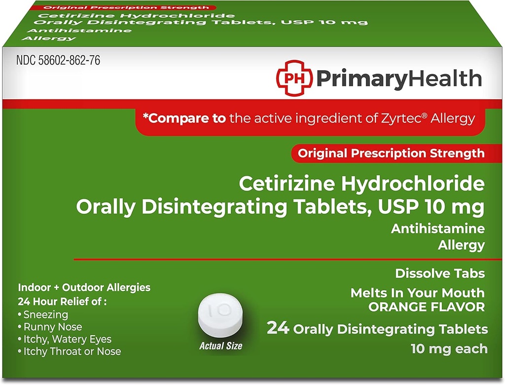 Cetirizine Hcl, 10 mg Odt, 24 计数, 24 计数
