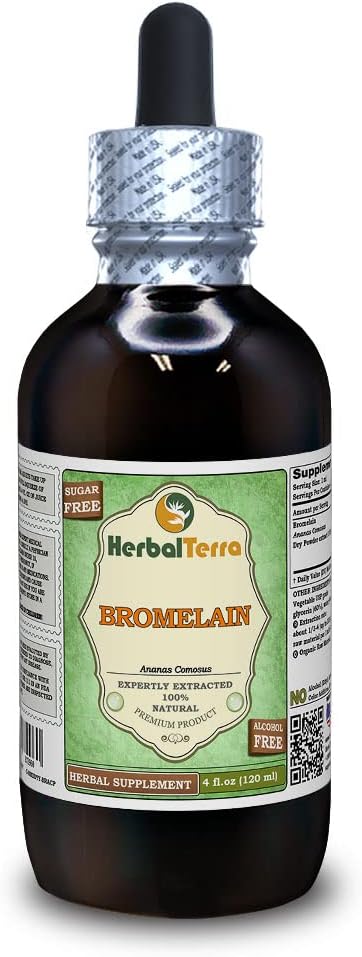 Bromelain (Annas Comosus) Glycerite, 干粉无酒精液体提取器(Brand name: Herbalterra, 光荣在美国制造) 4 fl.oz (120毫升)