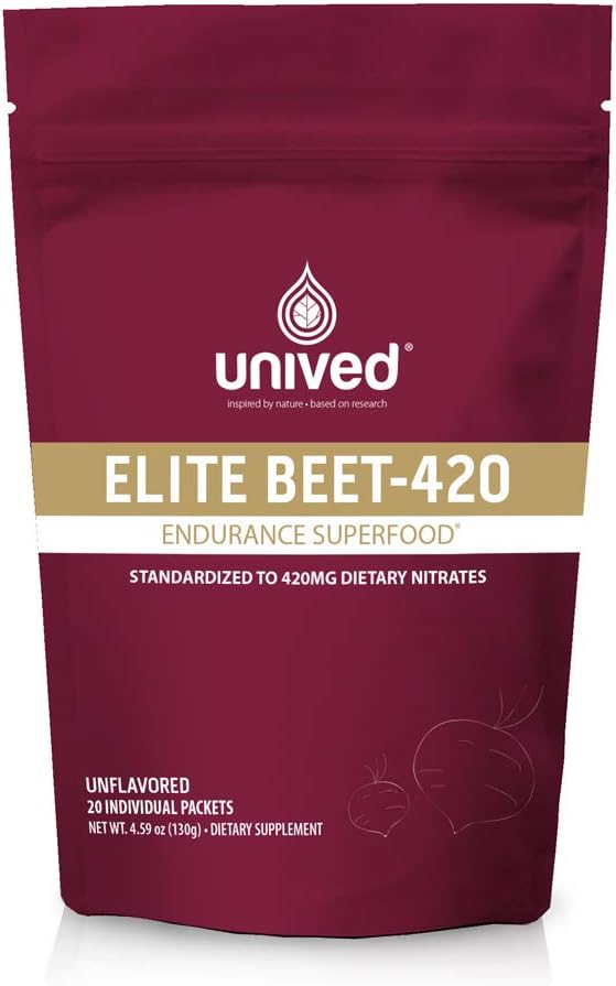 Unived Elite Beet-420 QQ Beetroot 提取器标准化为6.5%的饮食硝酸盐,420mg Nitrate Per Service QQ 耐力超食品为运动员 QQ Vegan,无咖啡因,预工 QQ 20 服务