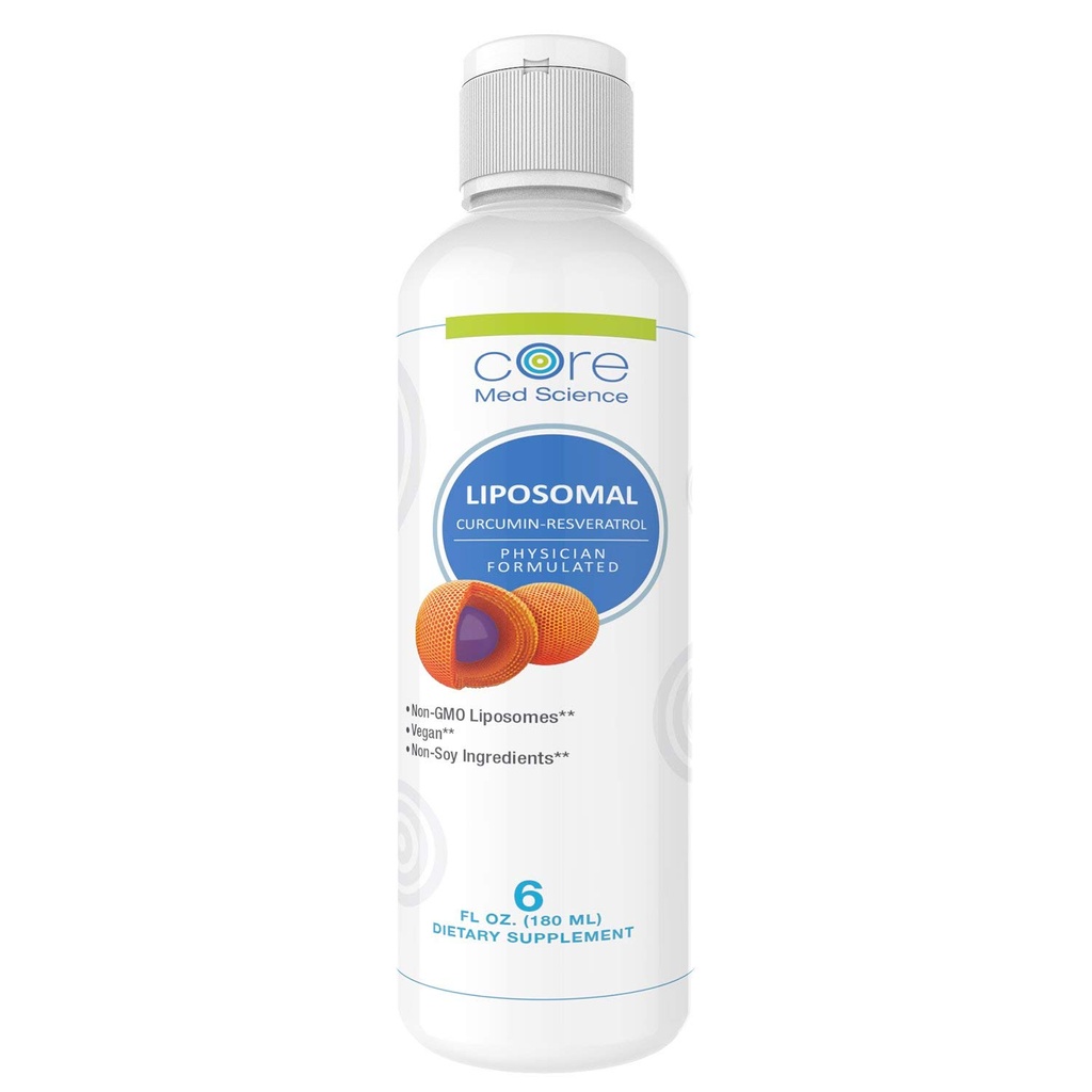 核心医学 Liposomal Crucumin Resveratrol 200mg Crucumin和 75mg Resveratrol - 6 Fl Oz液体 - 高吸收性Crucumin 补充剂
