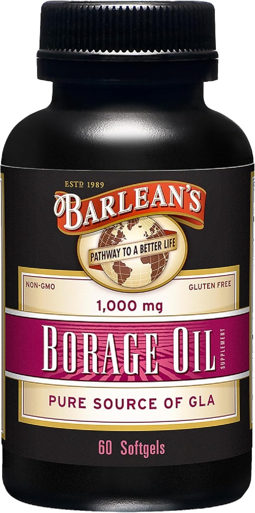 Barlean's Borage Oil Supplies, Cold pressed Pure Borage Sheed Oil Supplies for Men and Women, 1000 mg GLA Fatty Acids, 60 counts 互联网档案馆的存檔,存档日期2013-03-02., 互联网档案馆的存檔,存档日期2013-03-02.