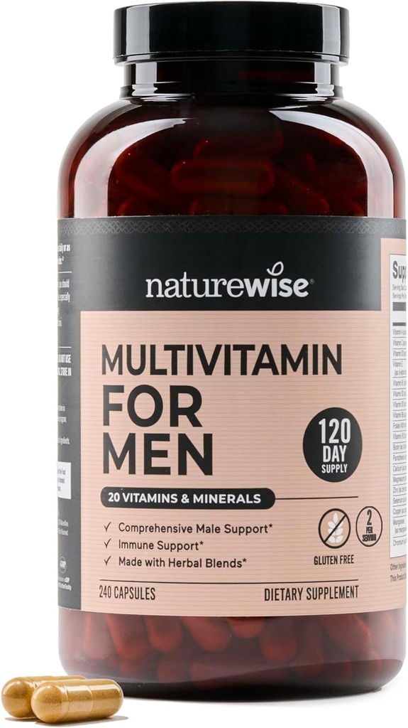 NatureWise Multivitamin for Meneral Support - 矿物和草药对能源,性能,豁免 - 维生素A,C,D,B-Complex - Soy & Gluten - Free,非GMO - 240 Capsules [6-Month Supplement]