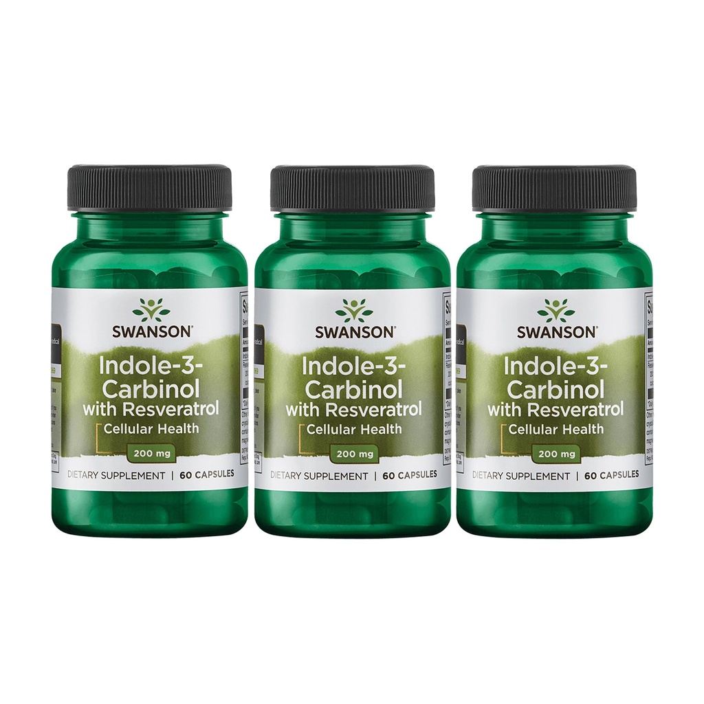 Swanson Indole-3-Carbinol 与resveratrol - I3C 补充促进细胞保护 - 自然补充,以帮助维持健康荷尔蒙平衡 - (60卡普尔,每包200毫克) (3包)
