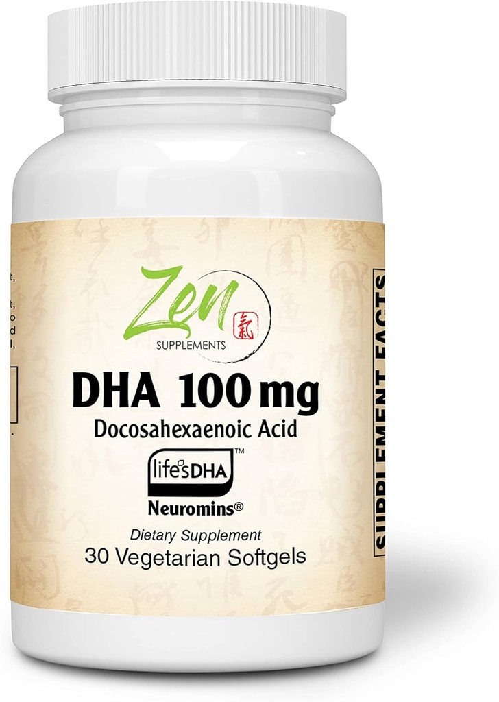 Zen 补充剂 - Neuromins DHA 100 Mg - Vegan & Algae Sourced DHA 补充剂支持眼部健康,心脏健康和最佳健康 30-Vegcaps