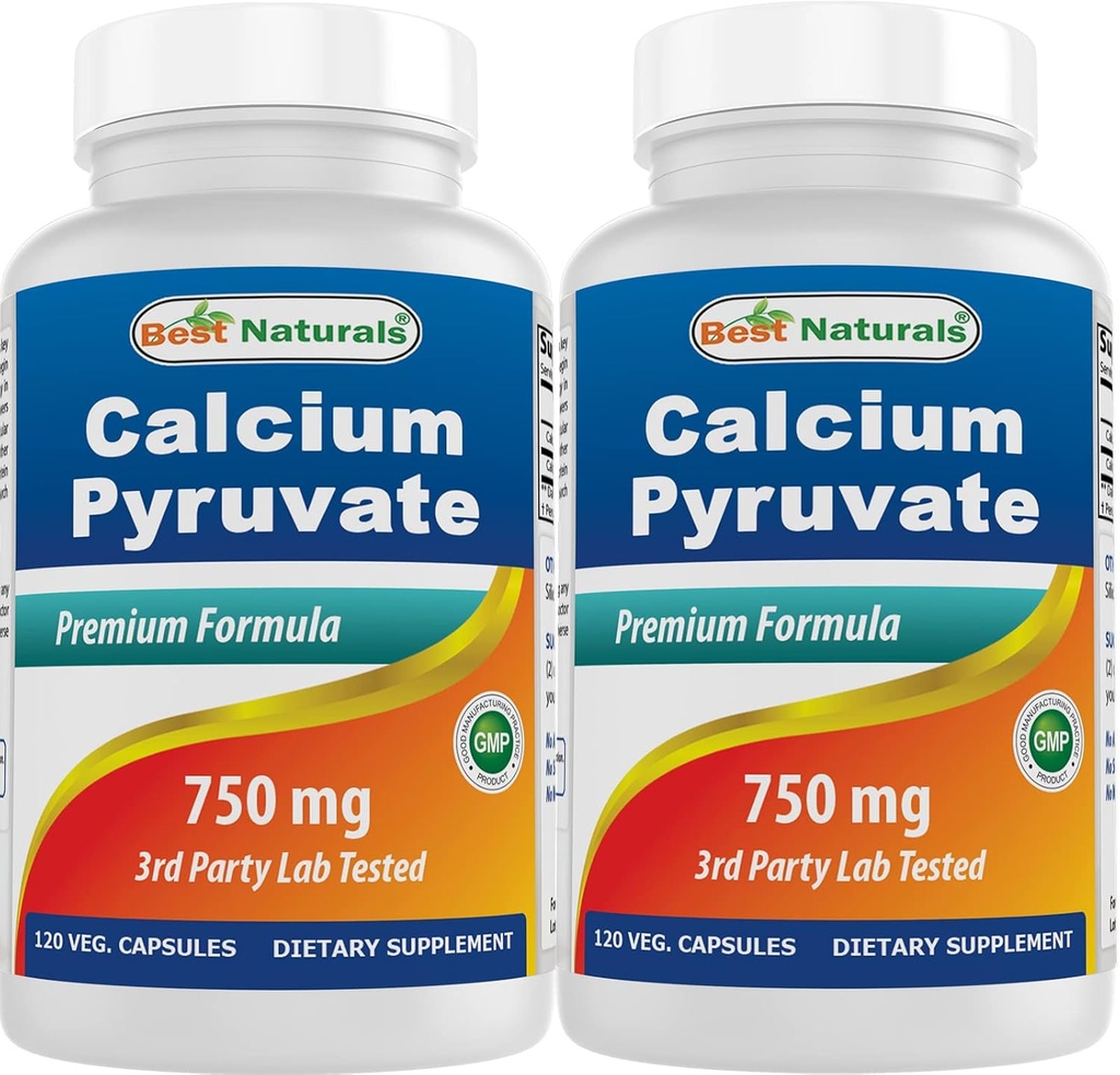 Pyruvate钙 750 mg 120 Capsules by Best Naturals (Pack of 2)