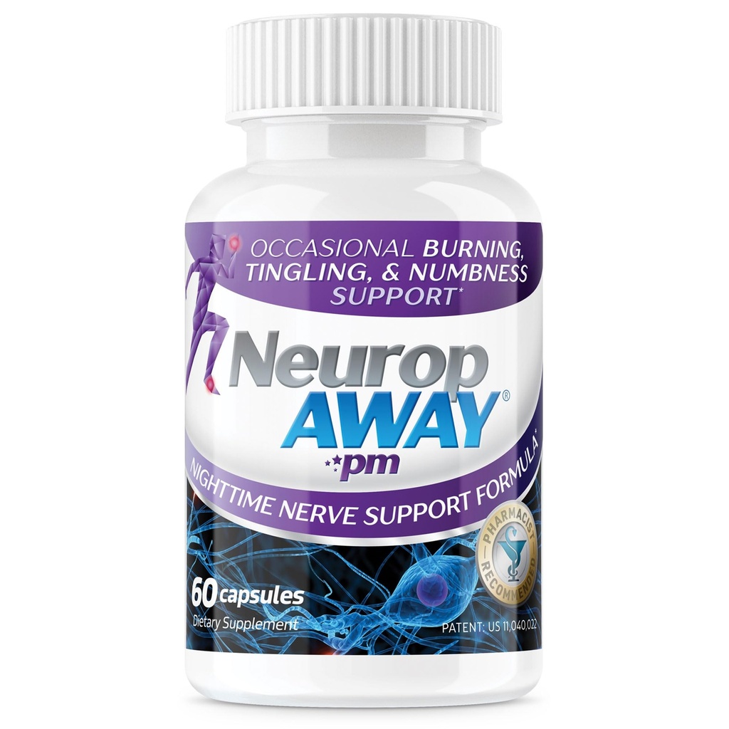 NeuropAWAY NERVE支持PM,用R-Alpha Lipoic Acid帮助提供NERVE的缓解,在5天之内,乙酰-L-Carnitine,Theanine, Melatonin, 和Methycobalamin, 60 Capsules