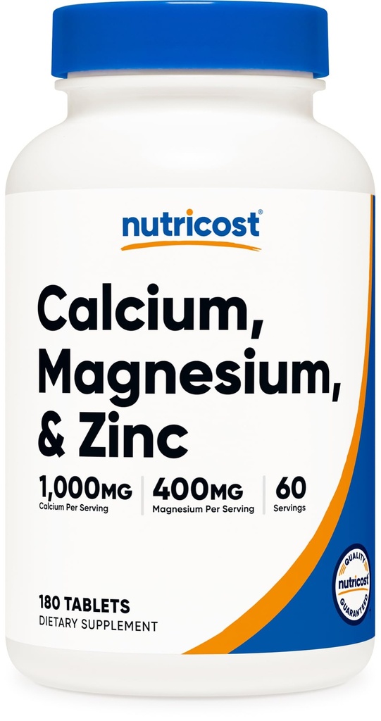 营养成本 钙、镁和锌片 1,415 mg, 180 块-维生素/矿山混合剂补充剂, 60 种服务 - 不含葡萄糖、非GMO