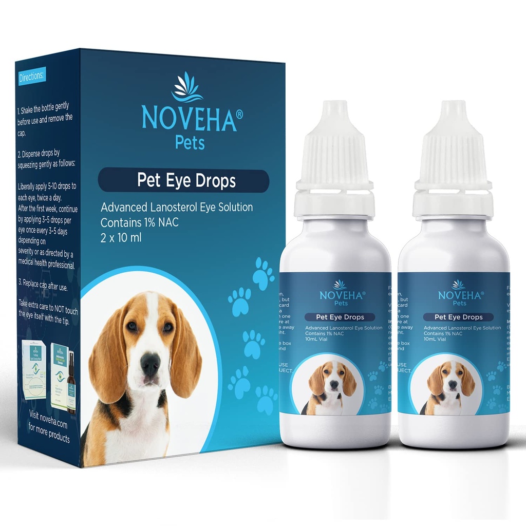 NOVEHA Pet Drops 高级拉诺斯特醇溶液 + NAC(2x10毫升)