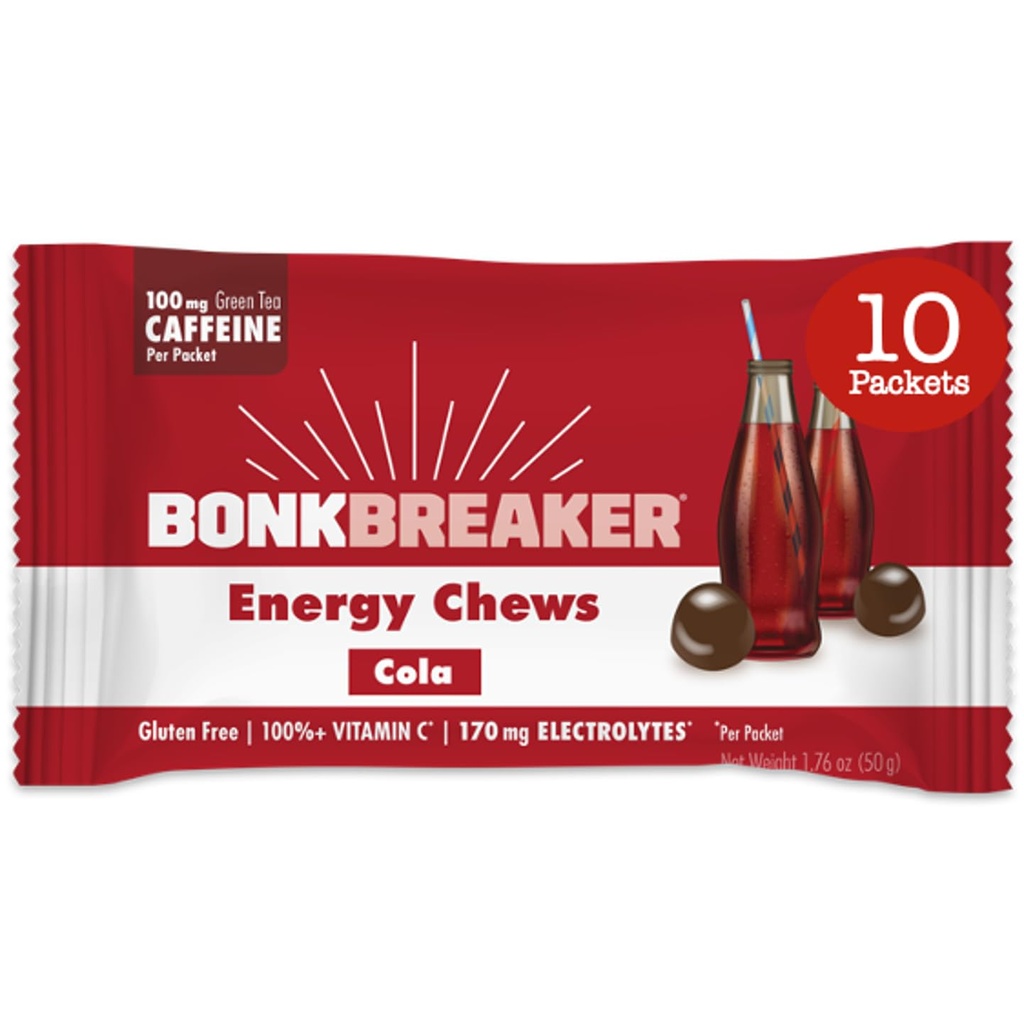 Bonk Breaker Energy Chews,无乳品,Gluten-Free Informements 提供快速能源和焦点,1盒10包,可乐