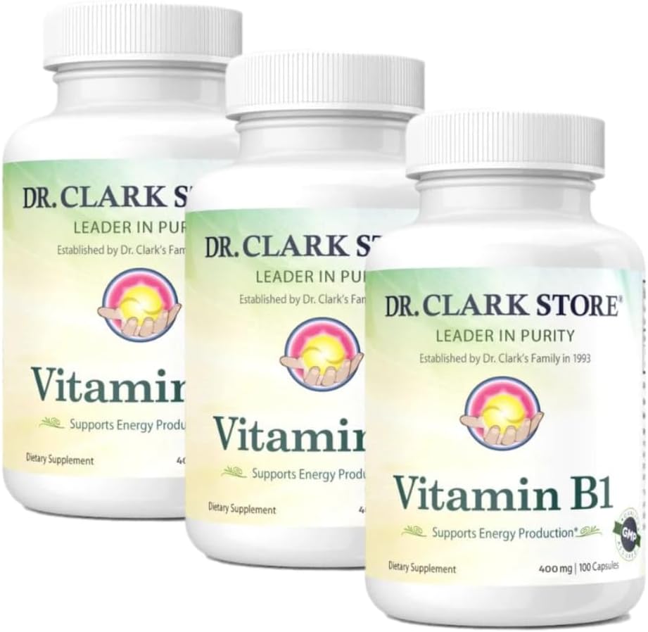 Bernard Jensen的Clark Store Vitamin B1 Thiamine 500 mg 补充剂 - Thiamine B1 健康神经系统与能量代谢(Health Nervous System & Energy Metabolism),Gluten-Free,奶制品免费 - 100 Gelatin Capsules 3Pack