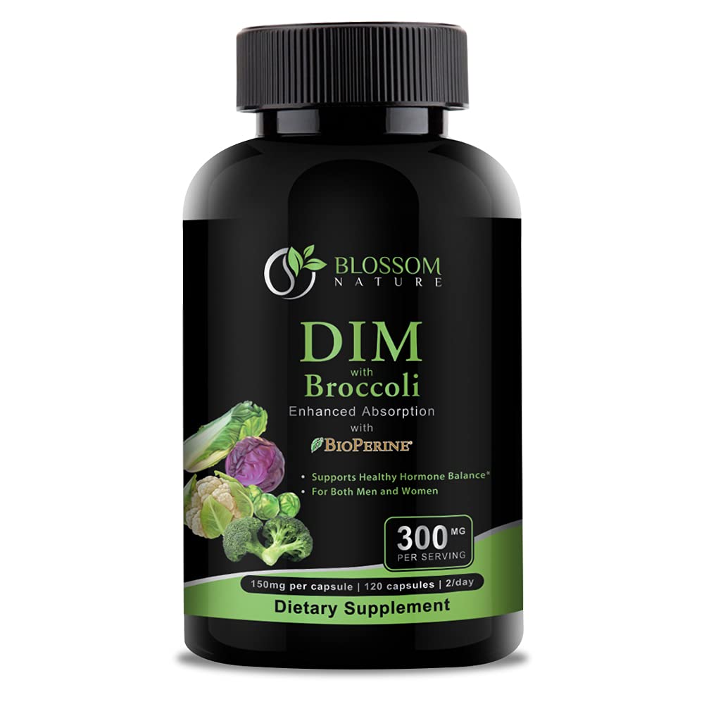 DIM 补充300mg 配有 10mg-Hormone 和 雌激素平衡给妇女和男子, Menopause Relief, PCOS 和 PMS Support, Hormonal Acne 处理-120盖, Diindolylmethane 每盖150mg