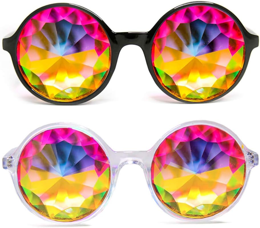 GloFX Kaleidoscope 眼镜 轻量级水晶 EDM 节日 Diffraction | 2 Pack of Rave