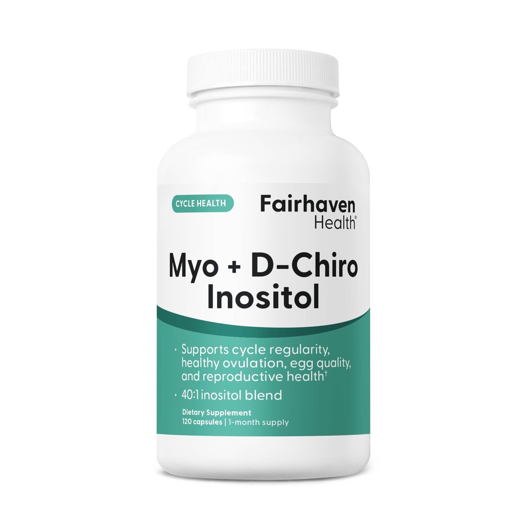 Fairhaven Health Myo-Inositol和D-Chiro Inositol 妇女补充金 40:1 妇女生育率补充金和Hormone平衡金* 120 Myo & D-Chiro Inositol Capsules