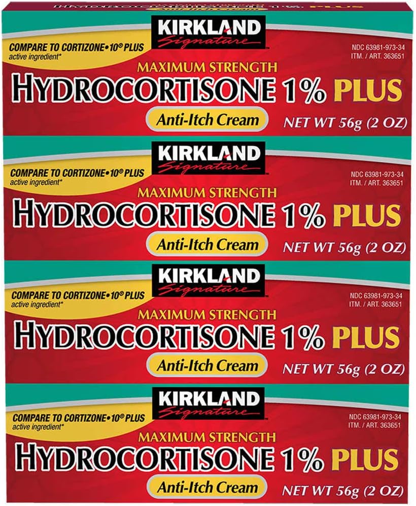 Kirkland 签名 Hydrocortisone 1% Plus 反石膏 Cream, 8 Ounces (Pack of 4)