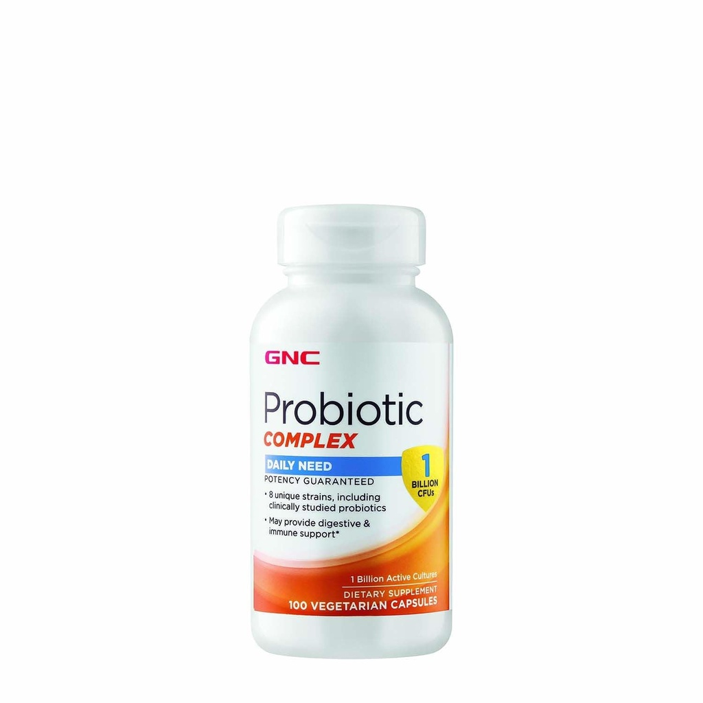 GNC Probiotic Complex Daily Need 补充,提供消化和免疫支持,1亿个CFUs,100个蔬菜卡普尔,100个服务