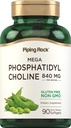 Pipping Rock Phospatidyl Choline Supplement → 840 mg → 90 Softgels → 来自Soy Lecithin → Non-GMO, Gluten Free (英语).