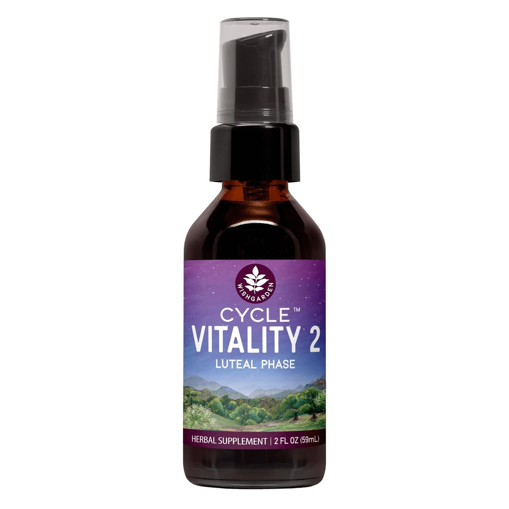 WishGarden Herbs Cycle Vitality 2 Luteal Phase - 以植物为主的加野生亚姆和Vitex Chasteberry 支持健康的月经循环,生育率和健康杂交级, 2oz
