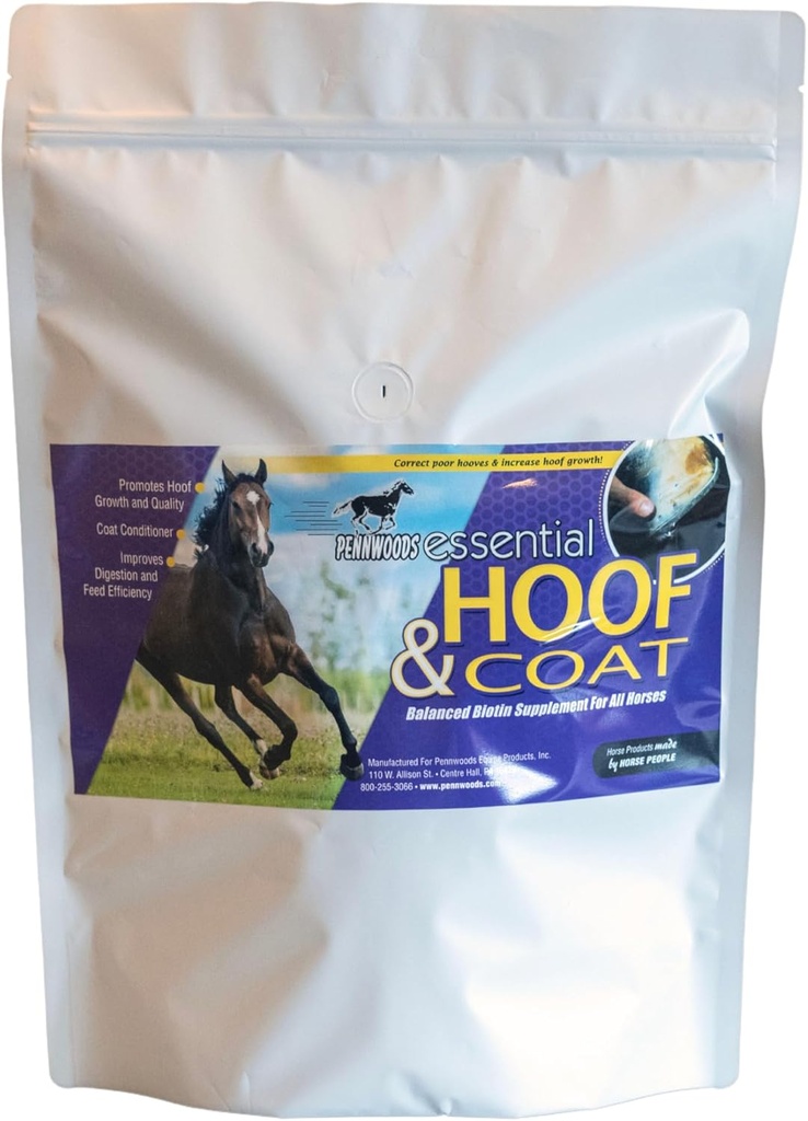 Pennwoods 基本 Hoof & Coat - 用生物锡来补充最佳Equine Hoof生长、健康煤和营养平衡,4lb Bag
