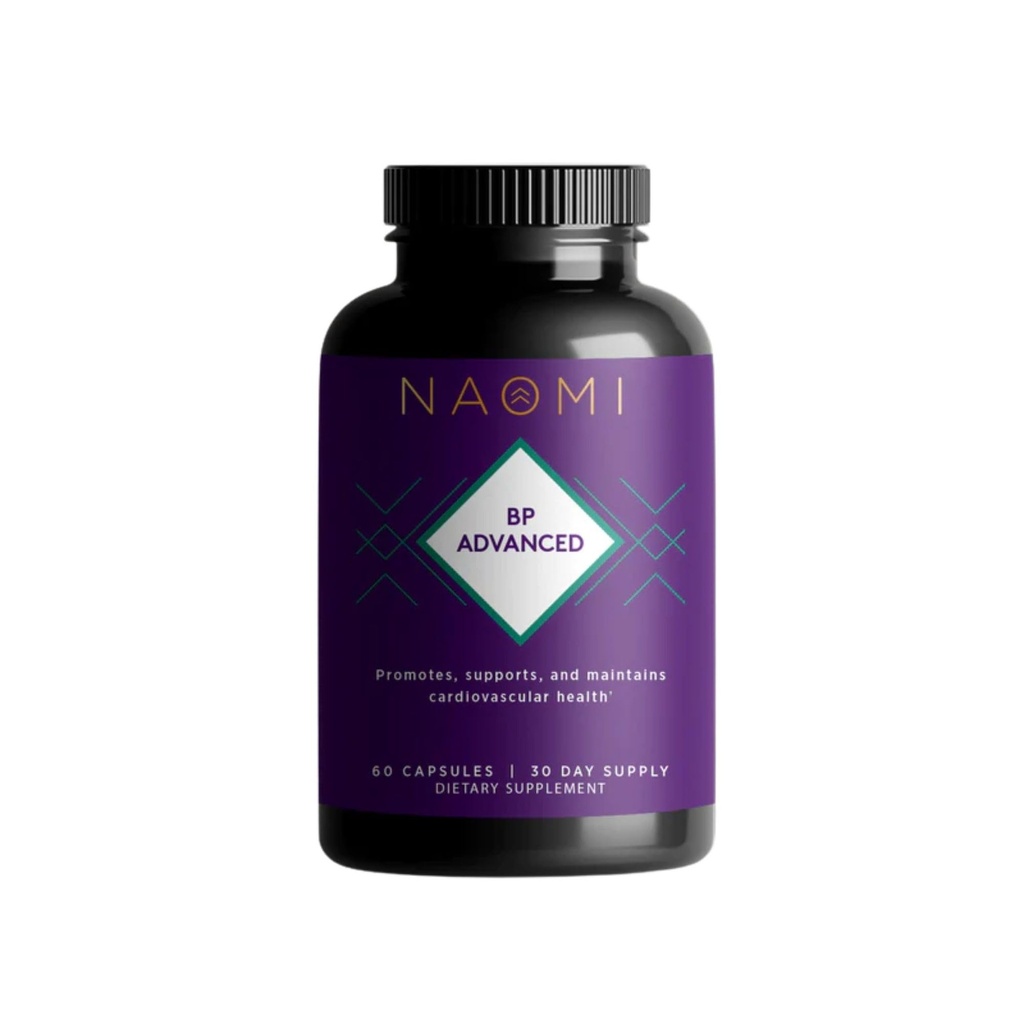 NAOMI BP 高级,血液流动和循环的可用成分,内皮功能,支持心血管和动脉健康,1000mg橄榄叶提取,180mcg 维生素K2(小,60count)