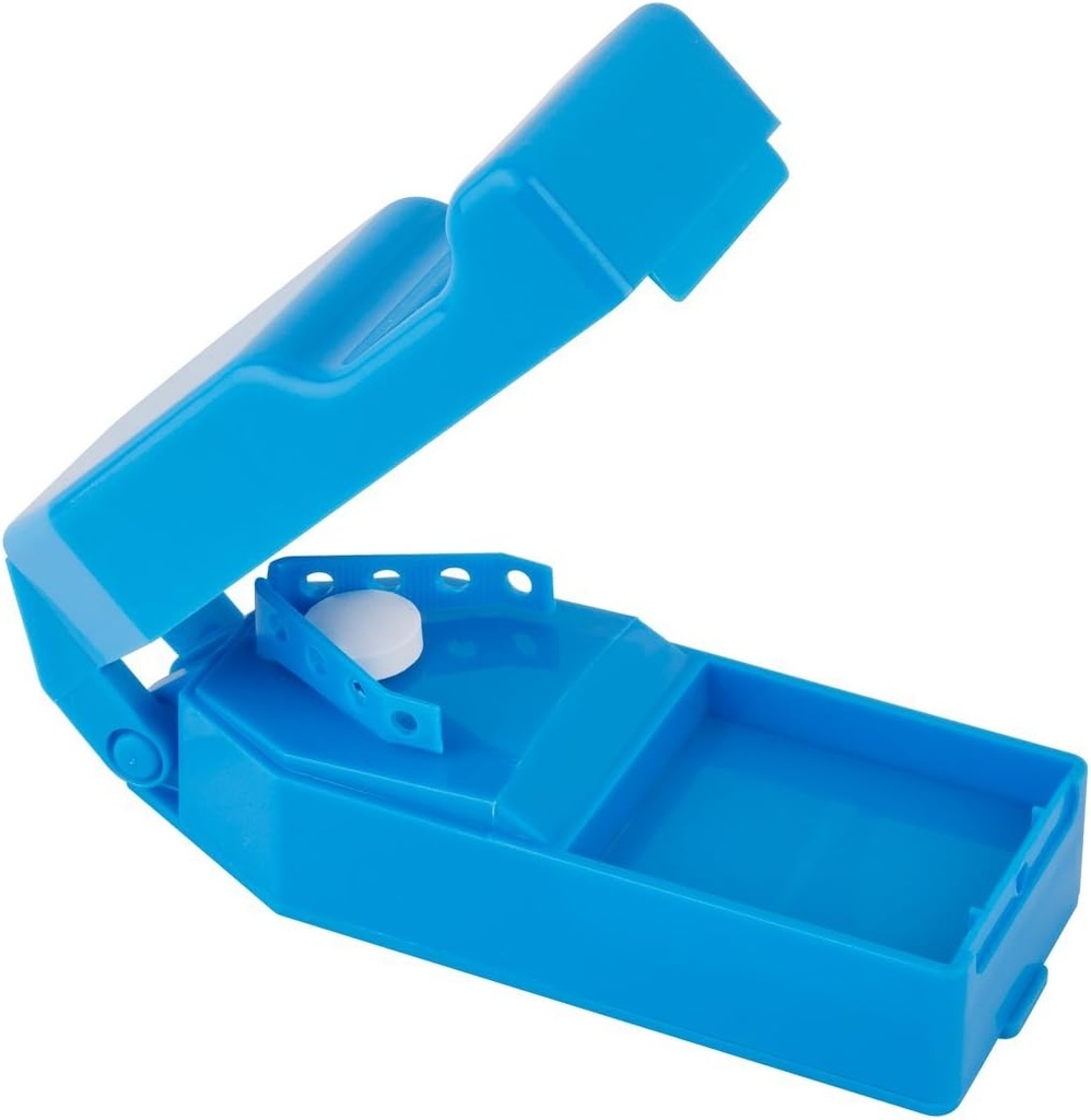 EZY DOSE Pill Cutter and Splitter with Dispenser, Cuts Pills, Vitamins, 平板电脑, 无污铁刀, 旅行Size, 安全切药和维生素, 方便使用, 彩色May Vary, BPA Free