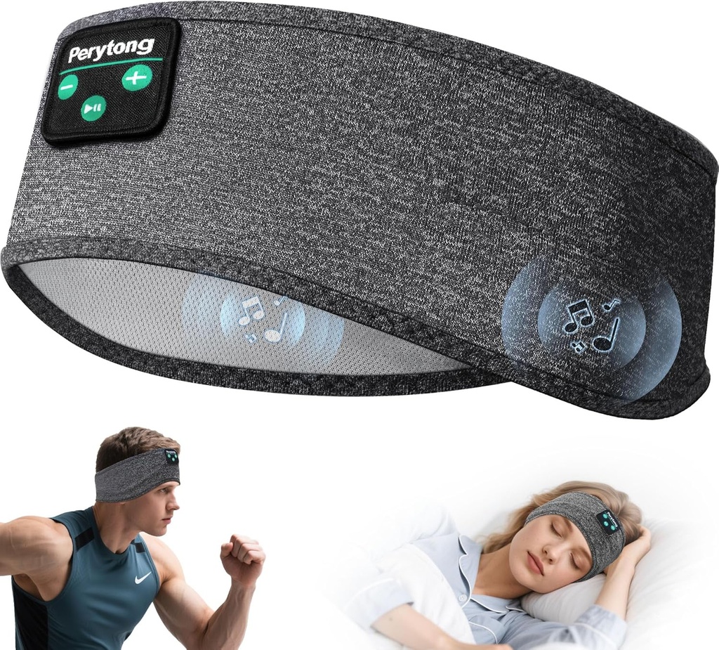 Perytong睡眠耳机,蓝牙运动头带耳机,配有Ultra-Thin HD 立体声演说机 完美睡眠,工作,Jogging,Yoga,Insominia,空中旅行,冥想