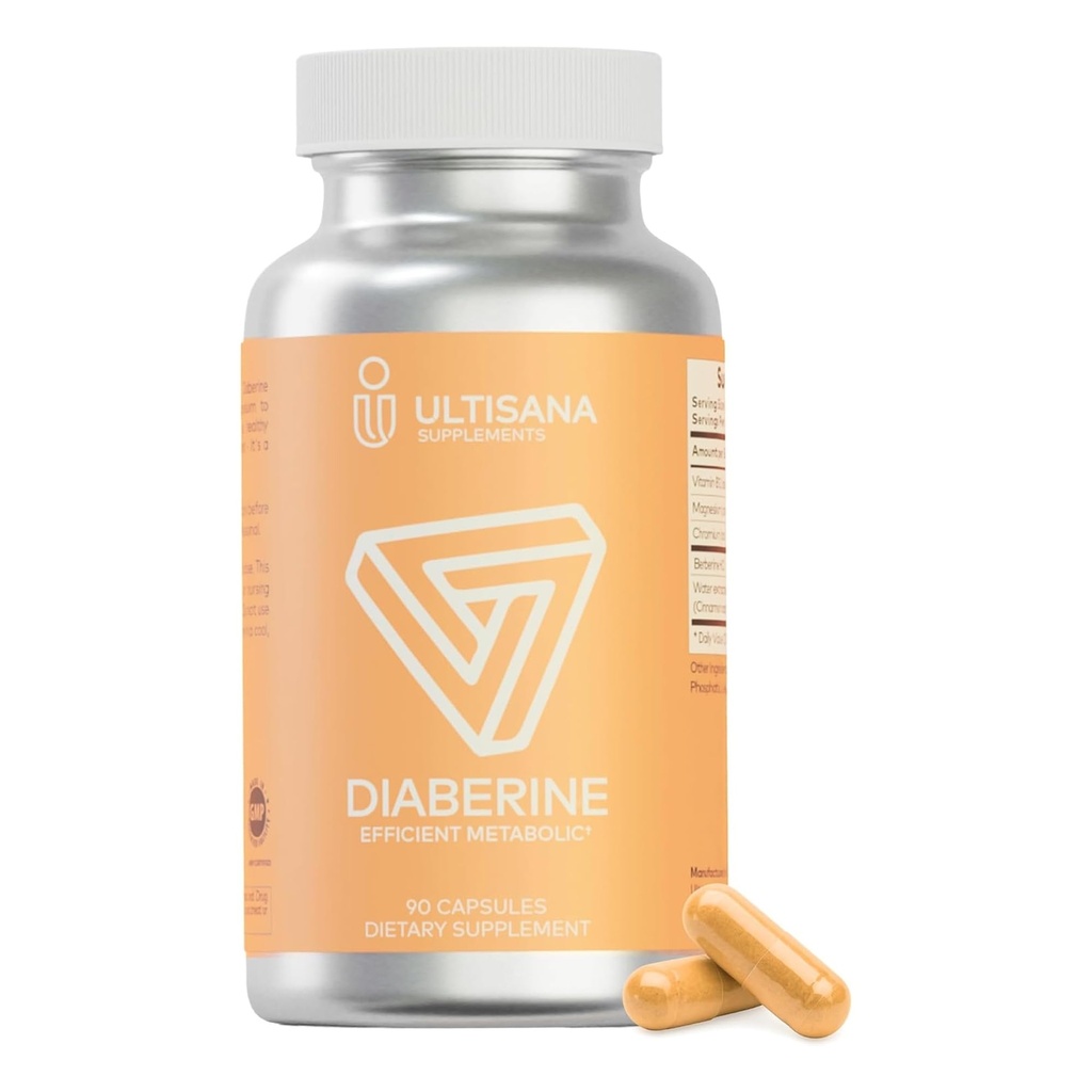 Diaberine Berberine HCL 补充 + 支持心脏健康,能量靴,代谢和免疫功能 + 柏培林500mg 配有维生素B12,镁和铬 +  Non Non-GMO & Vegan, 90 Counter