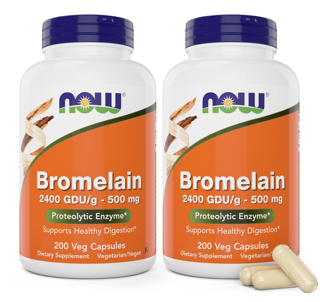 现在Bromelain 500 mg, 200 Veg Capsules (Pack of 2) 补编 - 非GMO, Vegan 500 mg Caps