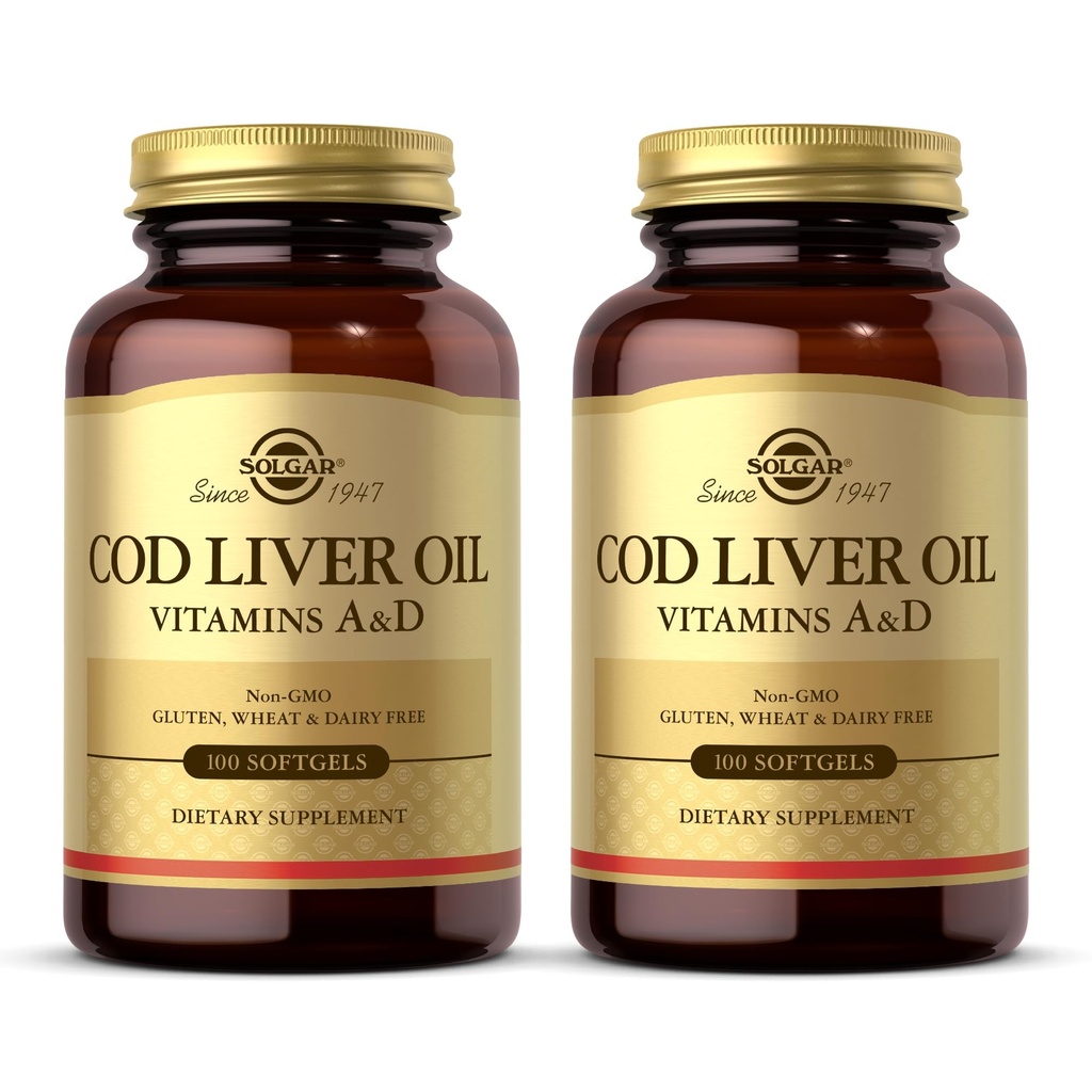 Solgar Cod Liver Oil - 100 Softgels - 提供维生素A & D - 非GMO, Gluten Free - 100 services
