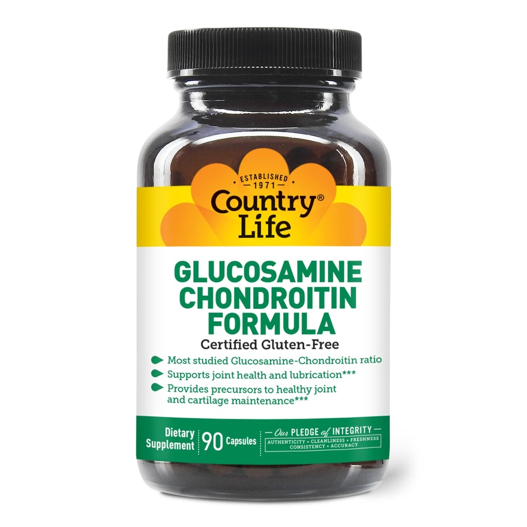 乡村生活 Glucosamine Chondroitin 1500mg/120mg - 支持联合健康与润滑剂 - 维护健康卡蒂拉、Tendon、联合组织 - 免费Gluten、非GMO - 90 Capsules - 供成年人使用