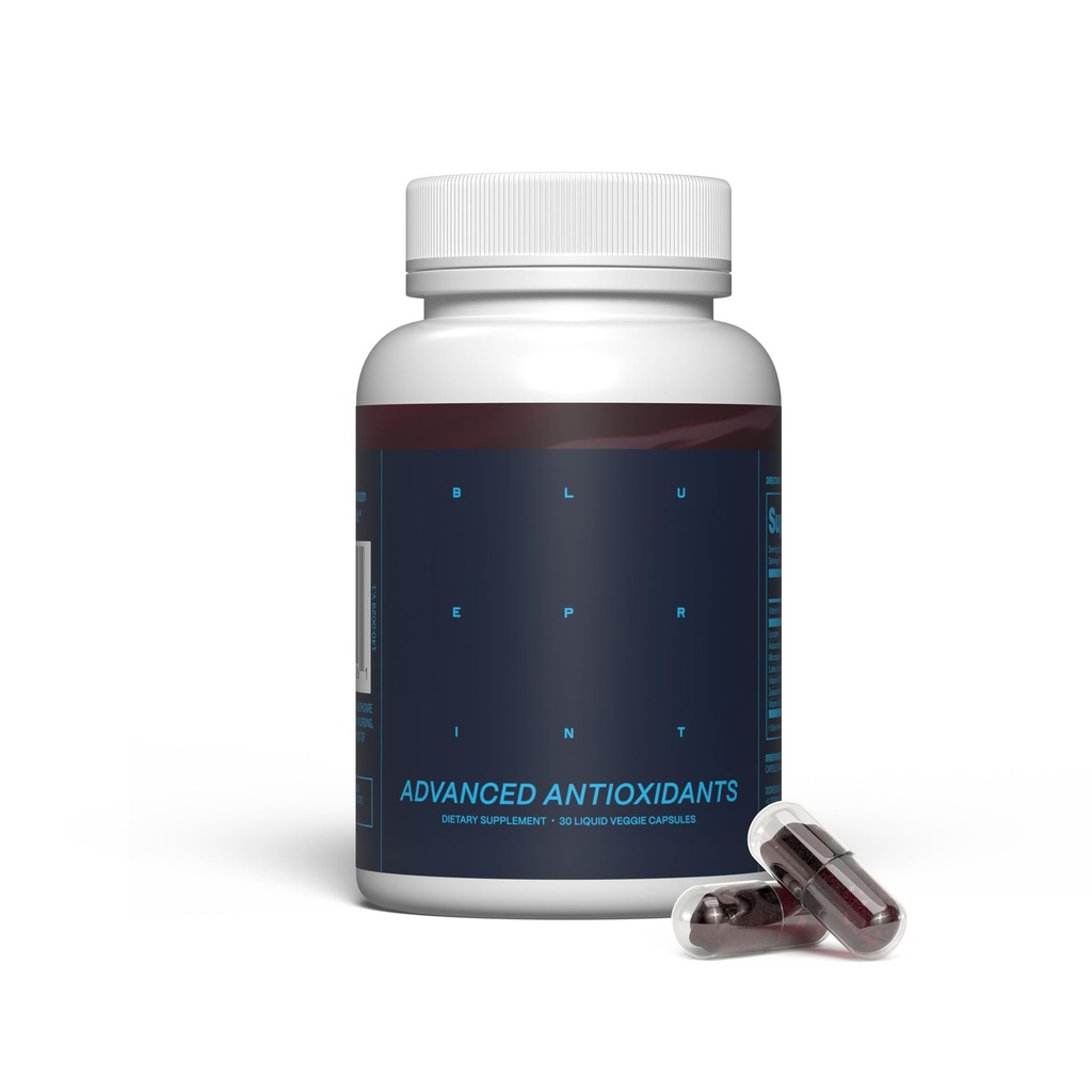 蓝本 Bryan Johnson Advanced Antioxidant Supplement – Lutein, Zeaxanthin, Lycopene, Vitamin K1, K2 – Vegan Capsules for Vision, Bone & Heart Support – 更新的基本软胶公式