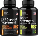 骨和联合加固-联合加固-膝盖支持补充,骨强补充-Turmeric Glucosamine Chondroitin MSM 800mg 60pcs和钙补充500mg 90pcs