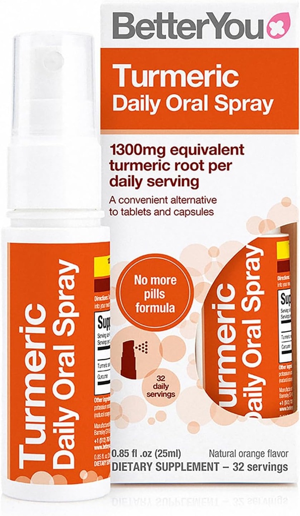 Better You Turmeric 口腔喷洒 - 天然液体 Turmeric 补充剂 - 一种简单,舒适的药剂替代品 - 天然橙色 Flavor - 0.85 oz