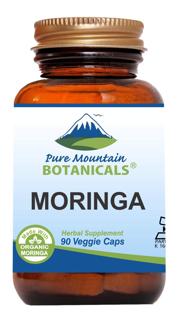 纯山植物学 Moringa Leaf Capsules - Kosher Vegan公式 1000mg有机莫林加 - Green Moringa Oleifera 超级食品补充