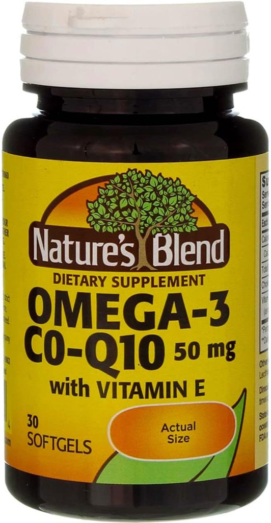 Nature's Blend Co-Q10 & Omega-3 30 Sgels (英语).