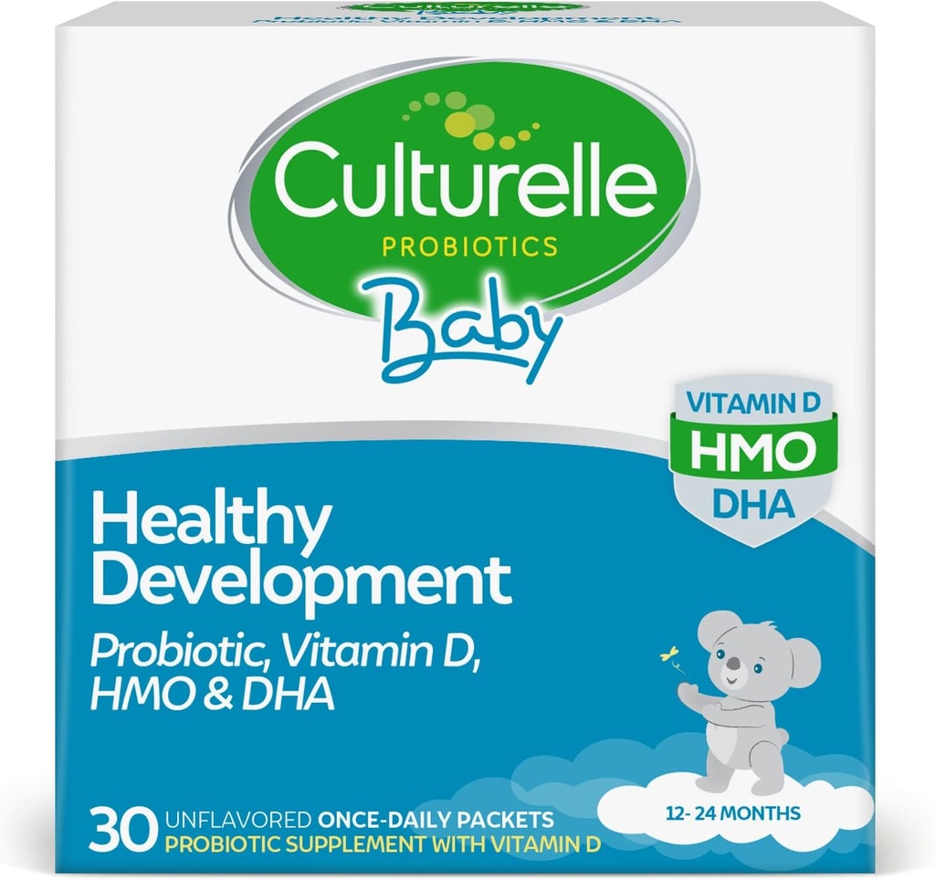育婴健康发展方案、维生素D、HMO和DHA包、帮助在育婴儿童1岁+、Gluten Free & Non-GMO中推广健康免疫系统和发育系统*,30个计数(一包)