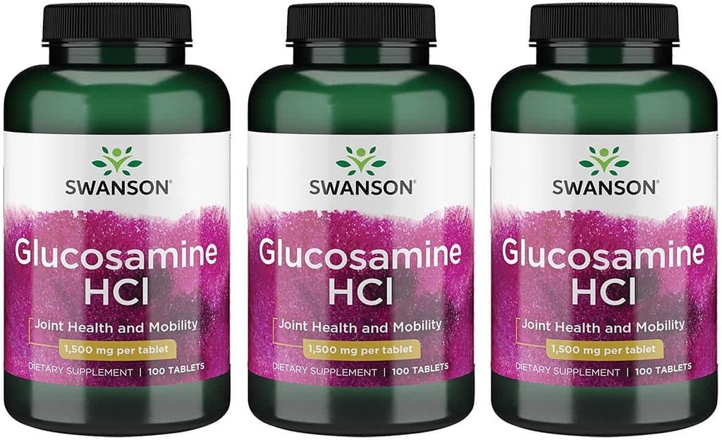 Swanson Glucosamine HCl 1500 毫克 100 塔布(3 包)
