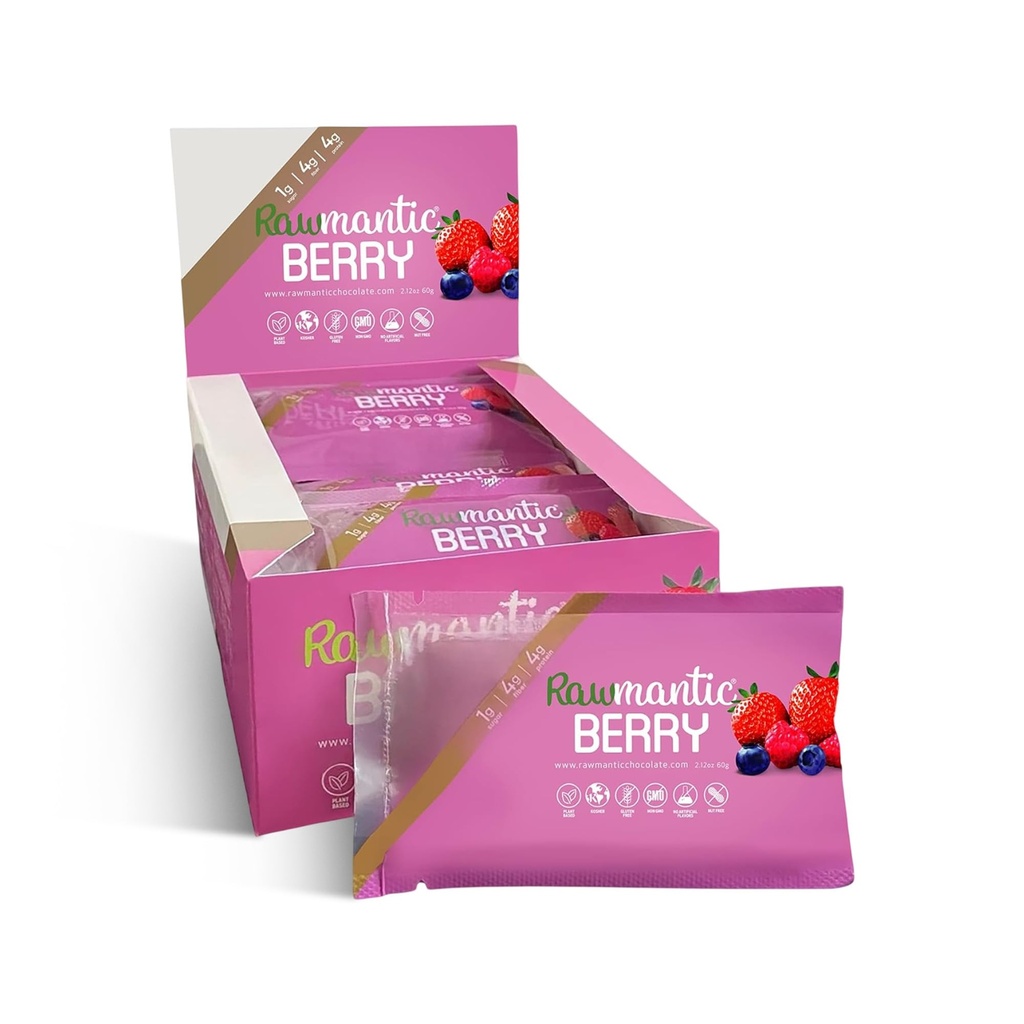 (原始内容存档于2019-09-21) (中文(简体) ). Rawmantic Couglic Berry Vegan Energy Bars - 2.1 Oz (Pack of 12) - Couglic Snack Bars - 乳品,Nut和Gluten 自由混合Berry酒吧 - 完美为Vegan饮食 - 非GMO 混合Berry 巧克力能源酒吧