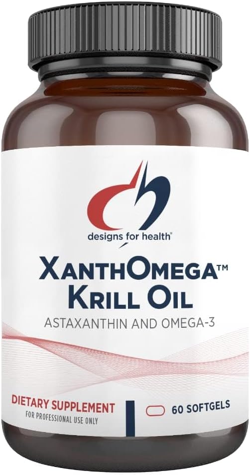 健康XanthOmega-Krill Oil 配有12mg Astaxanthin-抗氧化剂,磷脂+EPA/DHA Omega 3-心血管,皮肤+眼部健康补充剂(120软胶)