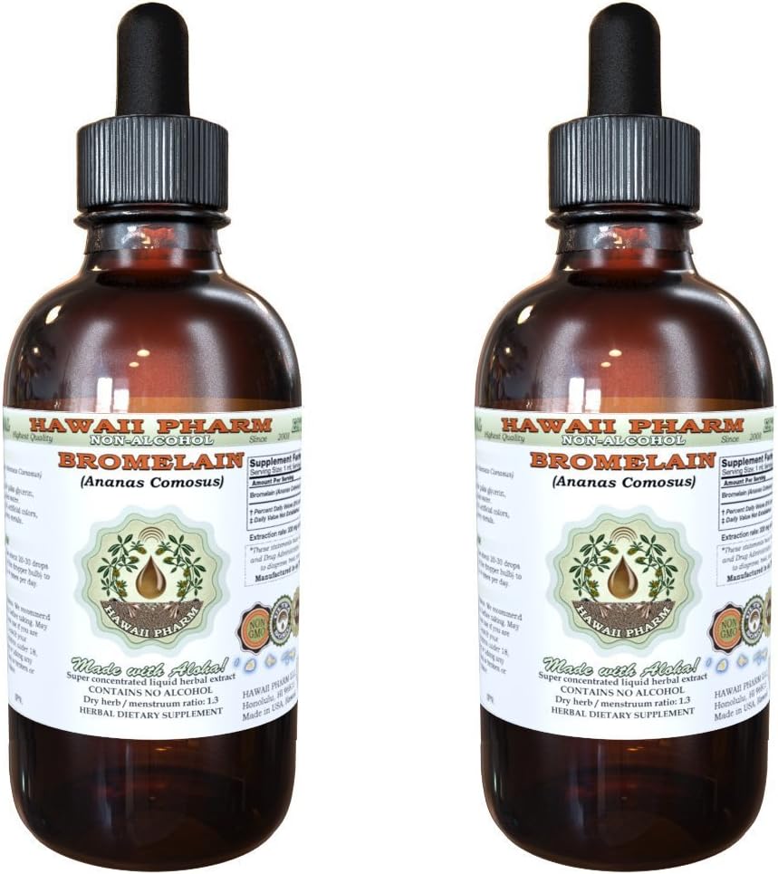 Bromelain 无酒精液体萃取剂, Bromelain (Annas Comosus) 干粉 Glycerite 夏威夷药草天然草药补充剂 2x4 oz