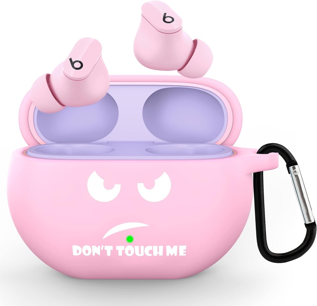 CACOE Silicone Case Cover for Beats Studio Buds/Beats Studio Buds + 2023, 保护性皮肤 Buds Studio Buds Cases 防震性 可爱 有趣的打印附着键链(Pink)