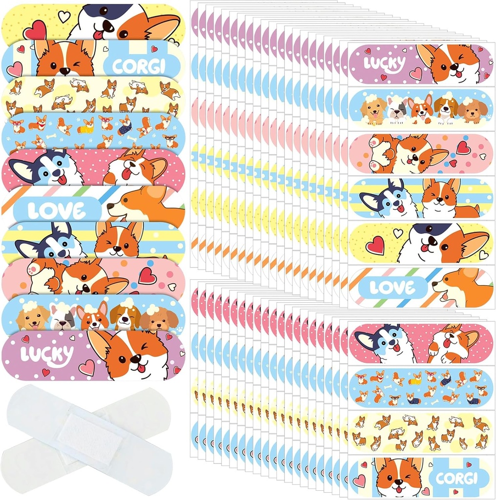 Patelai 300 Pieces Kids Bandages Bulk 10 Styles 儿童粘性柔软的可爱卡通 Bandages 防水贴纸 男孩保护护理(Dog)